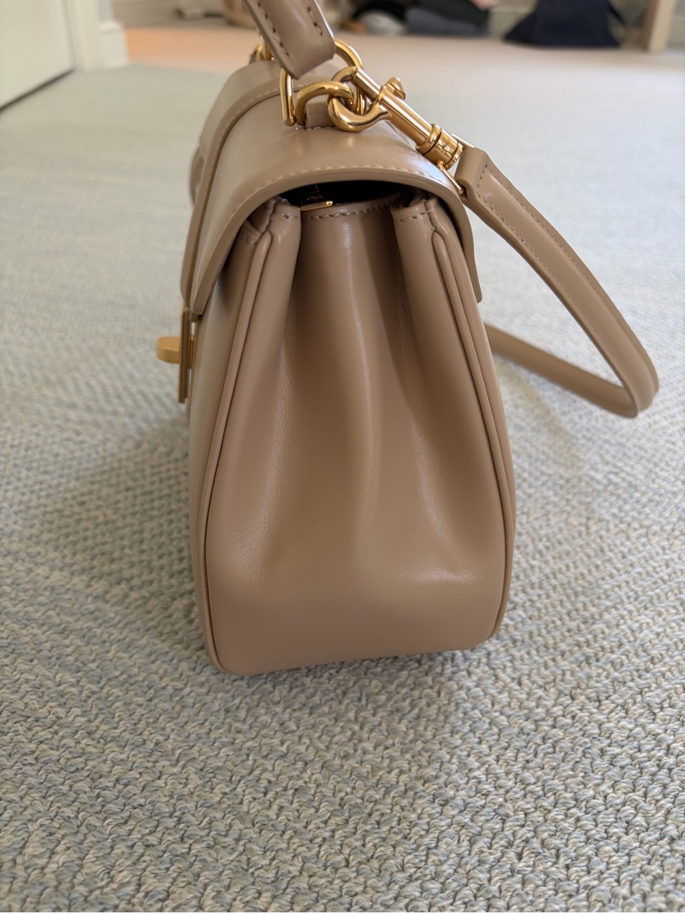Celine Taupe Leather Top-Handle Shoulder Bag with Gold Hardware - Picture 5 of 10